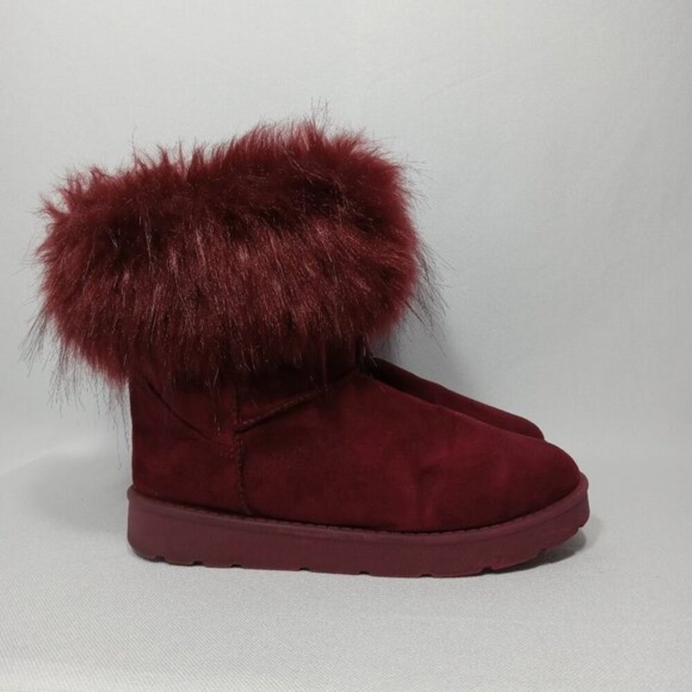 ROUGE Helium Burgandy Faux Fur Bootie Women's Size 8